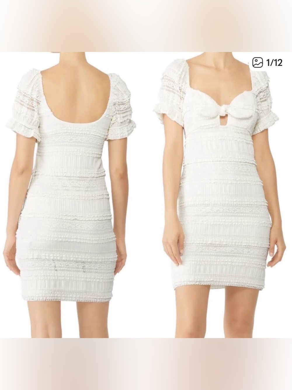 Show Me Your MuMu Lace Tie-Front Puff Sleeve Honey Mini Dress